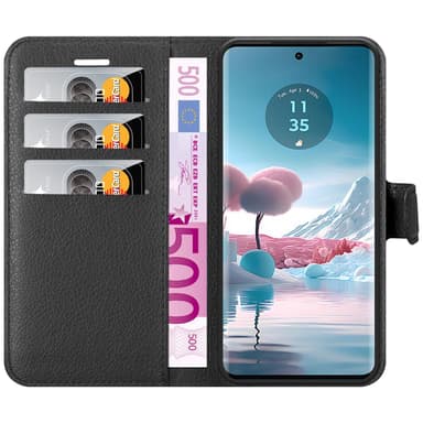 Motorola Edge 40 Neo Suojakuori Lompakkokotelo (Musta)