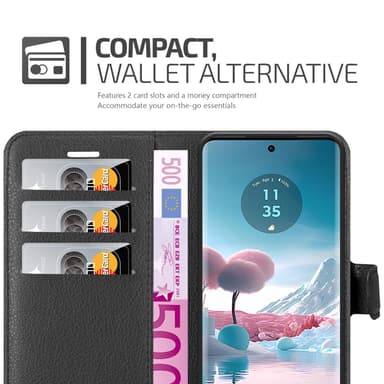 Motorola Edge 40 Neo Suojakuori Lompakkokotelo (Musta)