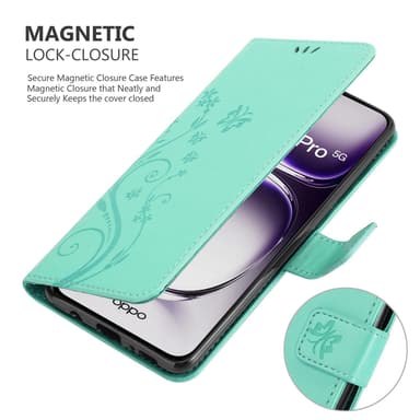 Oppo Reno 12 Pro Suojakuori Lompakkokotelo Kukka