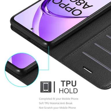 Oppo A80 Suojakuori Lompakkokotelo (Musta)