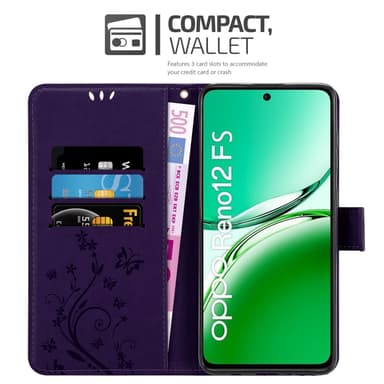 Oppo Reno 12 FS Suojakuori Lompakkokotelo Kukka