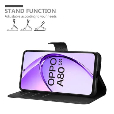 Oppo A80 Suojakuori Lompakkokotelo (Musta)