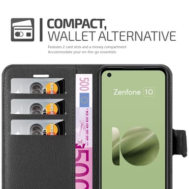 Asus Zenfone 10 Suojakuori Lompakkokotelo (Musta)
