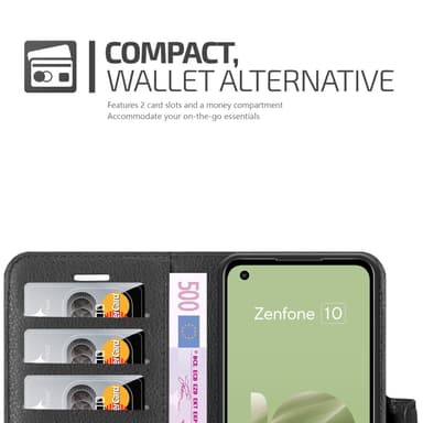 Asus Zenfone 10 Suojakuori Lompakkokotelo (Musta)