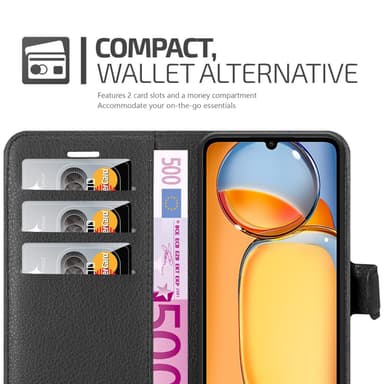Xiaomi RedMi 13C Suojakuori Lompakkokotelo (Musta)