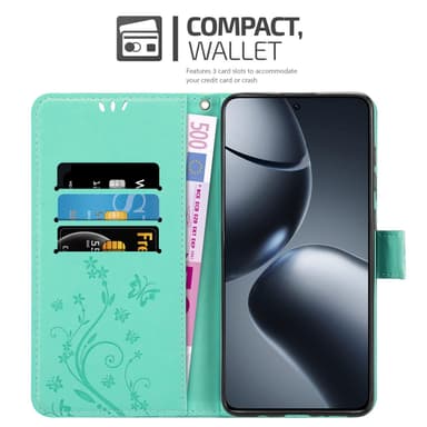 Xiaomi 14T Pro Suojakuori Lompakkokotelo Kukka