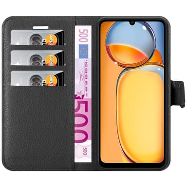 Xiaomi RedMi 13C Suojakuori Lompakkokotelo (Musta)