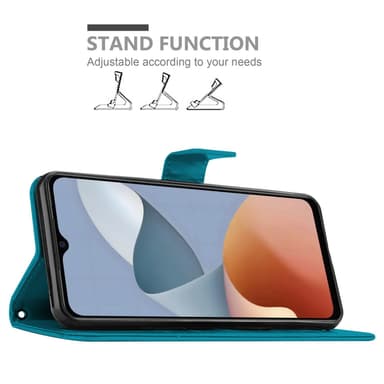 ZTE Blade A54 Suojakuori Lompakkokotelo Kukka (Sininen)