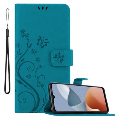 ZTE Blade A54 Suojakuori Lompakkokotelo Kukka (Sininen)