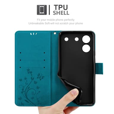 ZTE Blade A54 Suojakuori Lompakkokotelo Kukka (Sininen)