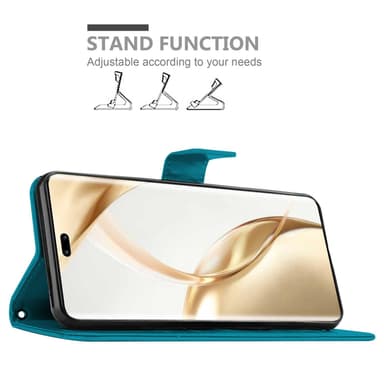 Honor 200 Pro Suojakuori Lompakkokotelo Kukka (Sininen)