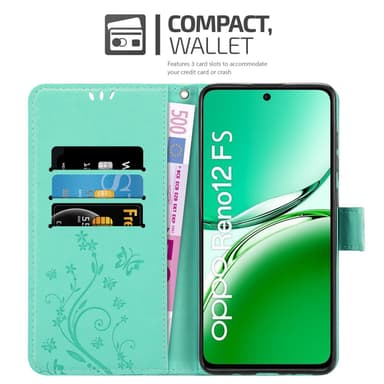 Oppo Reno 12 FS Suojakuori Lompakkokotelo Kukka