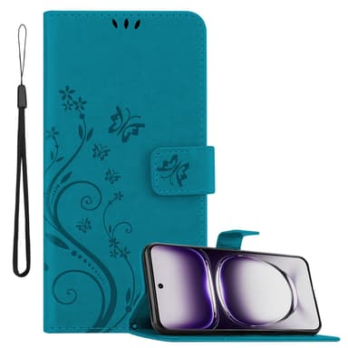 Oppo Reno 12 Suojakuori Lompakkokotelo Kukka (Sininen)