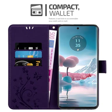 Motorola Edge 40 Neo Suojakuori Lompakkokotelo Kukka