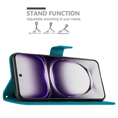 Oppo Reno 12 Suojakuori Lompakkokotelo Kukka (Sininen)