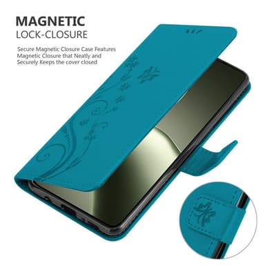 Xiaomi 14T Suojakuori Lompakkokotelo Kukka (Sininen)