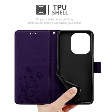 Oppo A40 Suojakuori Lompakkokotelo Kukka (Violetti)