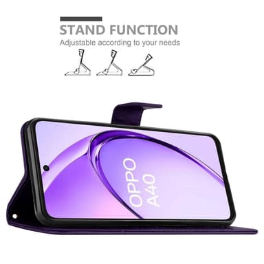 Oppo A40 Suojakuori Lompakkokotelo Kukka (Violetti)