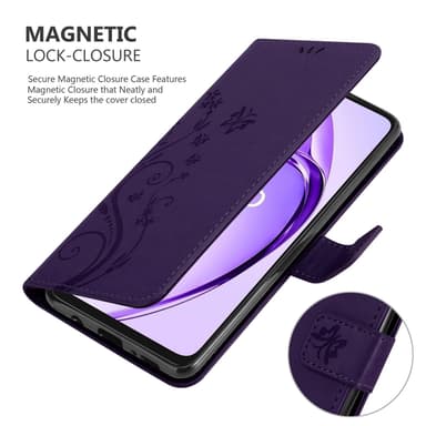 Oppo A40 Suojakuori Lompakkokotelo Kukka (Violetti)