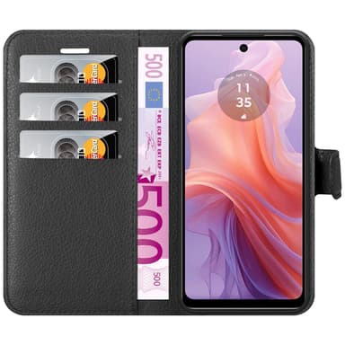 Motorola MOTO E14 Suojakuori Lompakkokotelo (Musta)