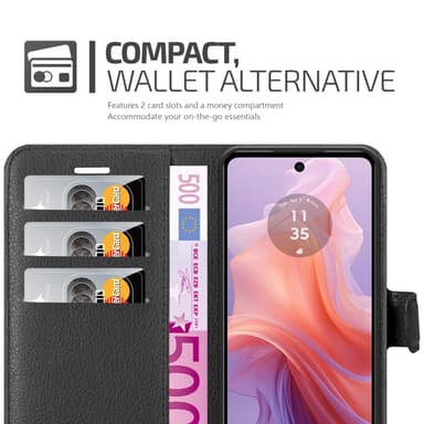 Motorola MOTO E14 Suojakuori Lompakkokotelo (Musta)