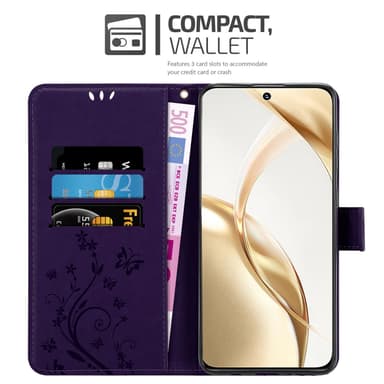 Honor 200 Suojakuori Lompakkokotelo Kukka (Violetti)