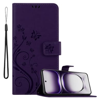 Oppo Reno 12 Suojakuori Lompakkokotelo Kukka (Violetti)