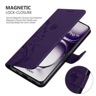 Oppo Reno 12 Pro Suojakuori Lompakkokotelo Kukka