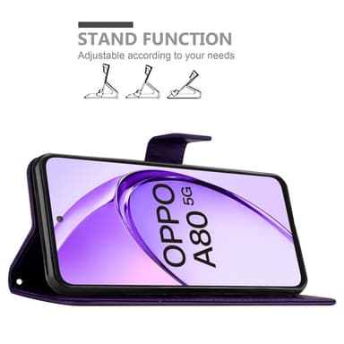 Oppo A80 Suojakuori Lompakkokotelo Kukka (Violetti)
