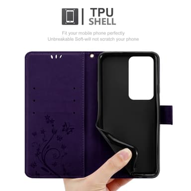 Oppo A80 Suojakuori Lompakkokotelo Kukka (Violetti)