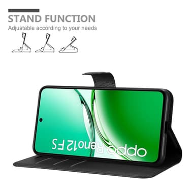 Oppo Reno 12 FS Suojakuori Lompakkokotelo (Musta)