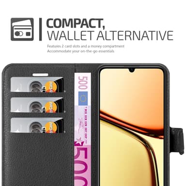 Realme C61 / C63 Suojakuori Lompakkokotelo (Musta)