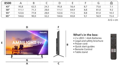 Philips 50” PUS8500 4K QLED älytelevisio (2025)