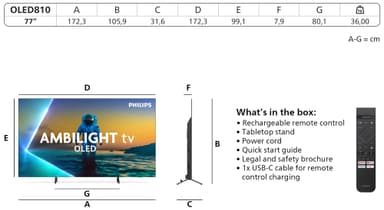 Philips 77” OLED810 4K OLED älytelevisio (2025)