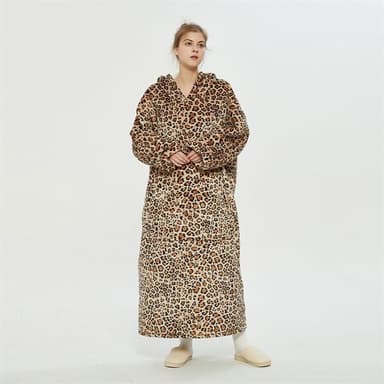Pitkä Oversized Hoodie - Leopardikuvioinen 120cm