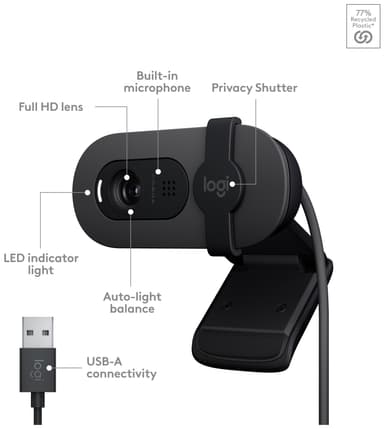 Logitech Brio 100 FullHD webkamera (grafiitti)