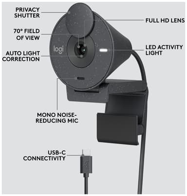 Logitech Brio 300 webkamera (musta)