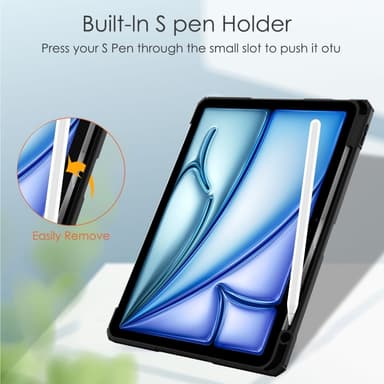SKALO iPad Air 11 (2025) Trifold Suojakotelo läpinäkyvällä taustapaperilla - Musta