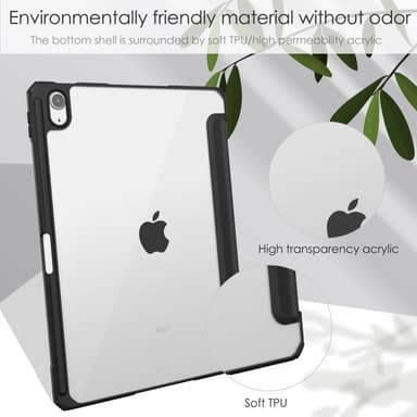 SKALO iPad Air 11 (2025) Trifold Suojakotelo läpinäkyvällä taustapaperilla - Musta