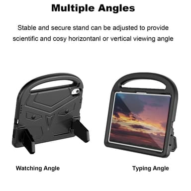 SKALO iPad 11"" (2025) Lapsikuori kahvalla ja jalustalla - Musta