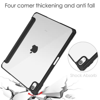SKALO iPad Air 11 (2025) Trifold Suojakotelo läpinäkyvällä taustapaperilla - Musta