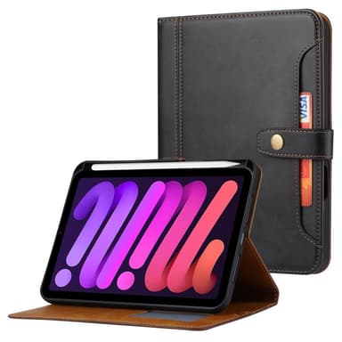 SKALO iPad 11"" (2025) PU-nahkainen lompakkokotelo, jossa on kynäosasto - Musta