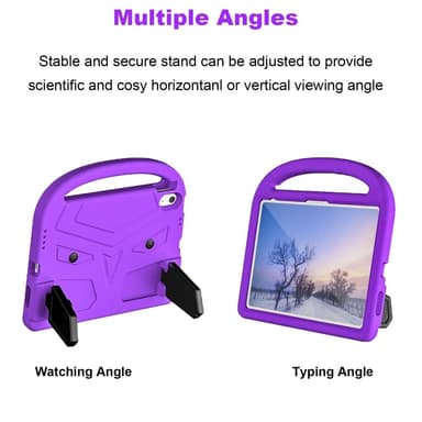 SKALO iPad 11"" (2025) Lapsikuori kahvalla ja jalustalla - Violetti