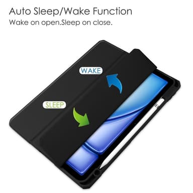 SKALO iPad Air 11 (2025) Trifold Suojakotelo läpinäkyvällä taustapaperilla - Musta