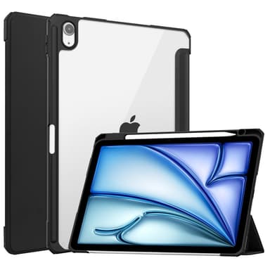 SKALO iPad Air 11 (2025) Trifold Suojakotelo läpinäkyvällä taustapaperilla - Musta