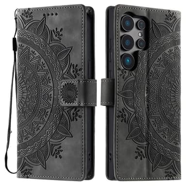 Samsung Galaxy S25 Ultra -lompakkokotelon kuoren kuoren Mandala-kukkakuvio