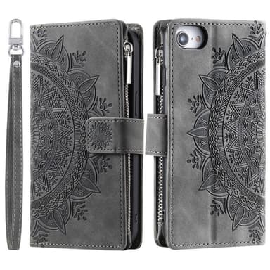 iPhone 16e -lompakkokotelon kuoren kuoren Mandala-kukkakuvio