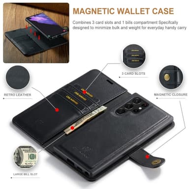 DG.MING Samsung Galaxy S25 Ultra irrotettava 2-in-1-lompakkokuori