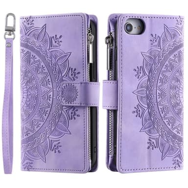 iPhone 16e -lompakkokotelon kuoren kuoren Mandala-kukkakuvio