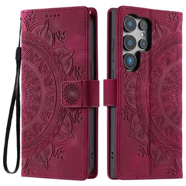 Samsung Galaxy S25 Ultra -lompakkokotelon kuoren kuoren Mandala-kukkakuvio